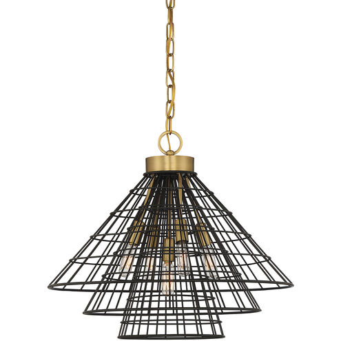 Lenox 5 Light 20.5 inch Black with Warm Brass Accents Pendant Ceiling Light in Matte Black with Warm Brass
