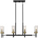 Marcello 8 Light 38 inch Black with Warm Brass Accents Linear Chandelier Ceiling Light