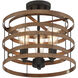 Blaine 3 Light 14 inch Natural Walnut with Black Accents Covertible SemiFlush Ceiling Light