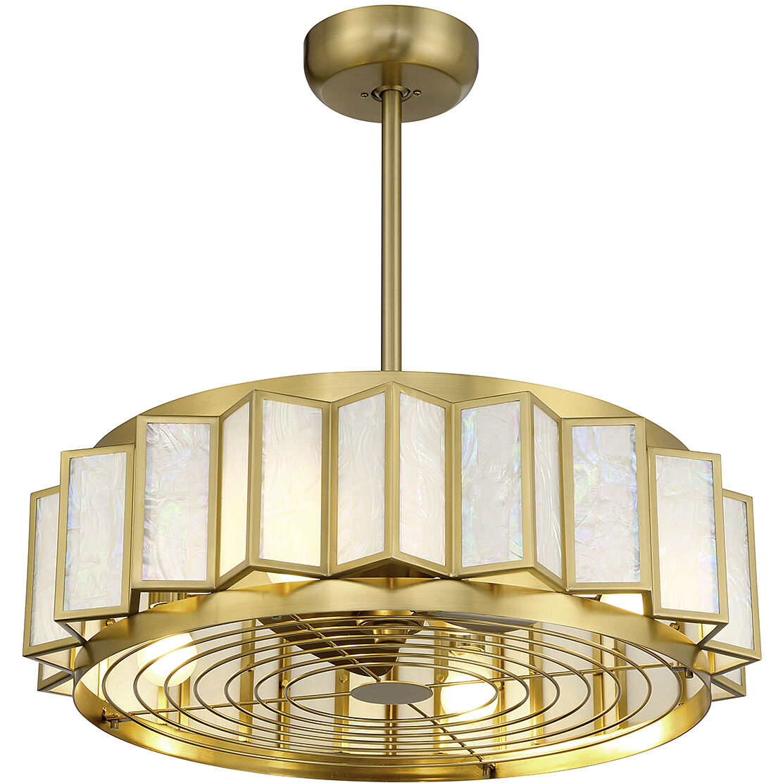 Gideon 14 inch Warm Brass with Gold Blades Fan D'Lier