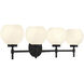 Hannah 4 Light 32 inch Matte Black Bathroom Vanity Light Wall Light, Lighting One