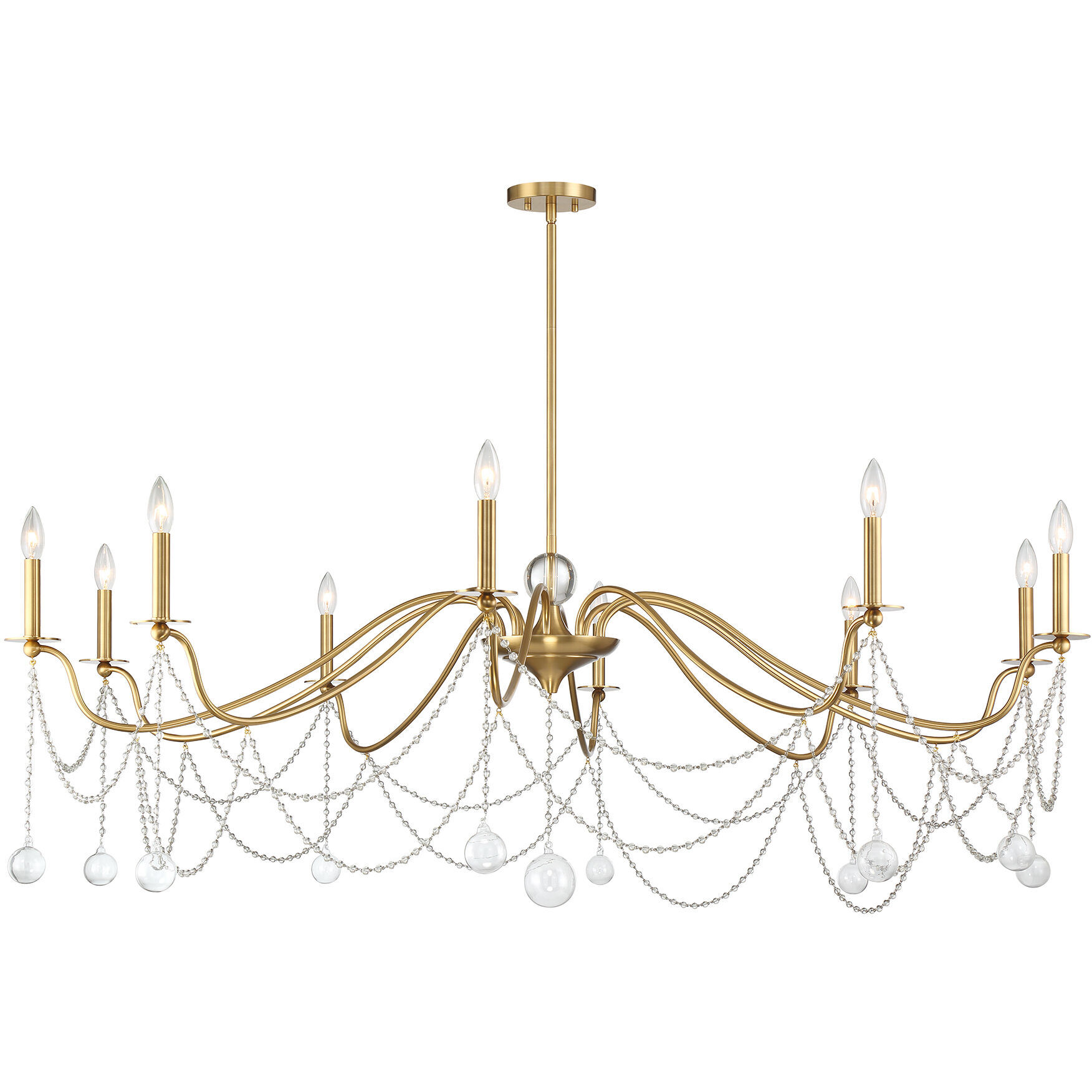 Mariposa 10 Light 60 inch Warm Brass Chandelier Ceiling Light