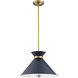 Lamar 3 Light 18 inch Navy Blue with Brass Accents Pendant Ceiling Light in Navy Blue/Brass