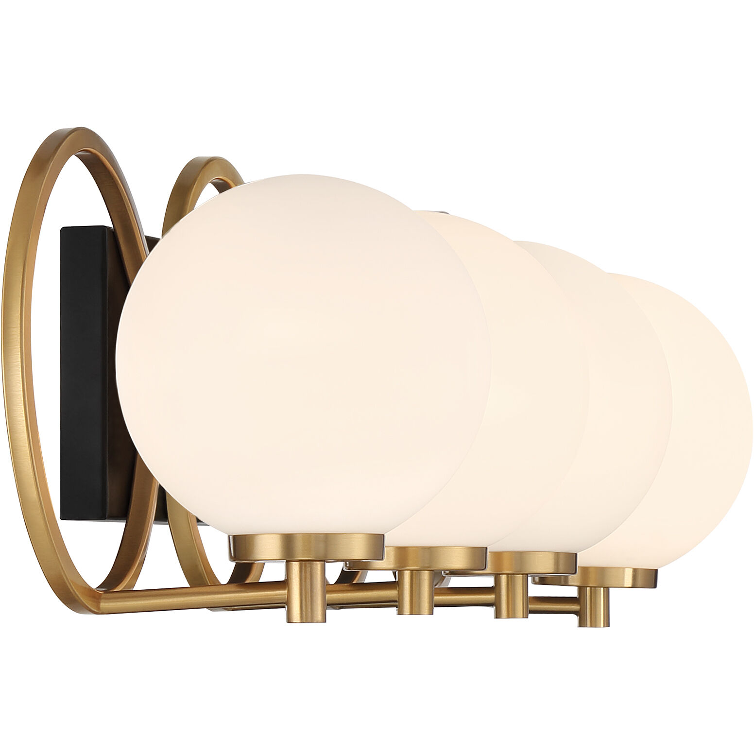 Alhambra 4 Light 32.5 inch Black with Warm Brass Accents Bathroom Vanity Light Wall Light