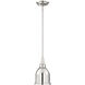 Vintage 1 Light 7 inch Polished Nickel Mini Pendant Ceiling Light