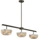 Hubbard LED 44 inch Mediterranean Bronze Linear Chandelier Ceiling Light