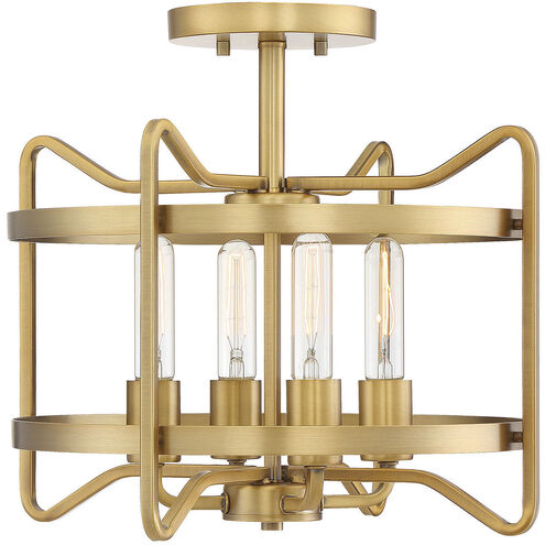 Kent 4 Light 16 inch Warm Brass Semi-Flush Ceiling Light, Essentials