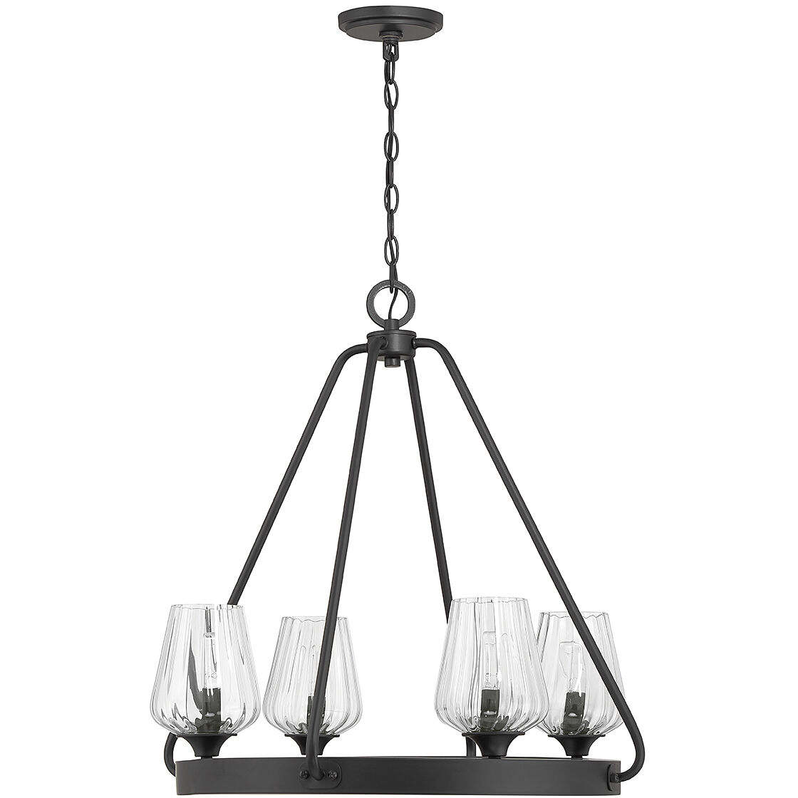 Carlton 4 Light 24 inch Matte Black Chandelier Ceiling Light, Essentials