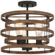 Blaine 3 Light 14 inch Natural Walnut with Black Accents Covertible SemiFlush Ceiling Light