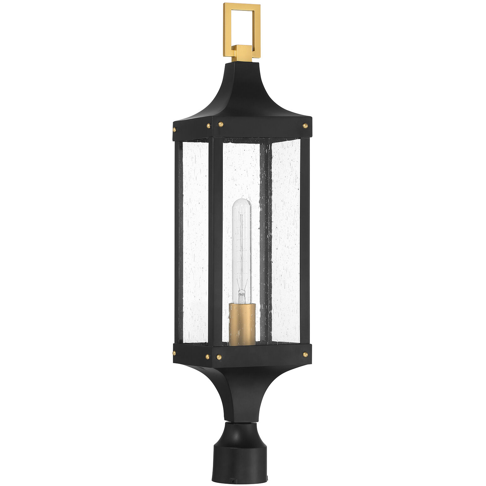 Glendale 1 Light 28 inch Matte Black with Burnished Brass Accents Outdoor Post Lantern