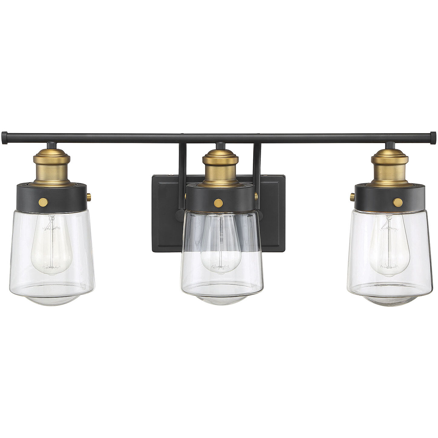 Macauley 3 Light 24 inch Vintage Black with Warm Brass Bathroom Vanity Light Wall Light