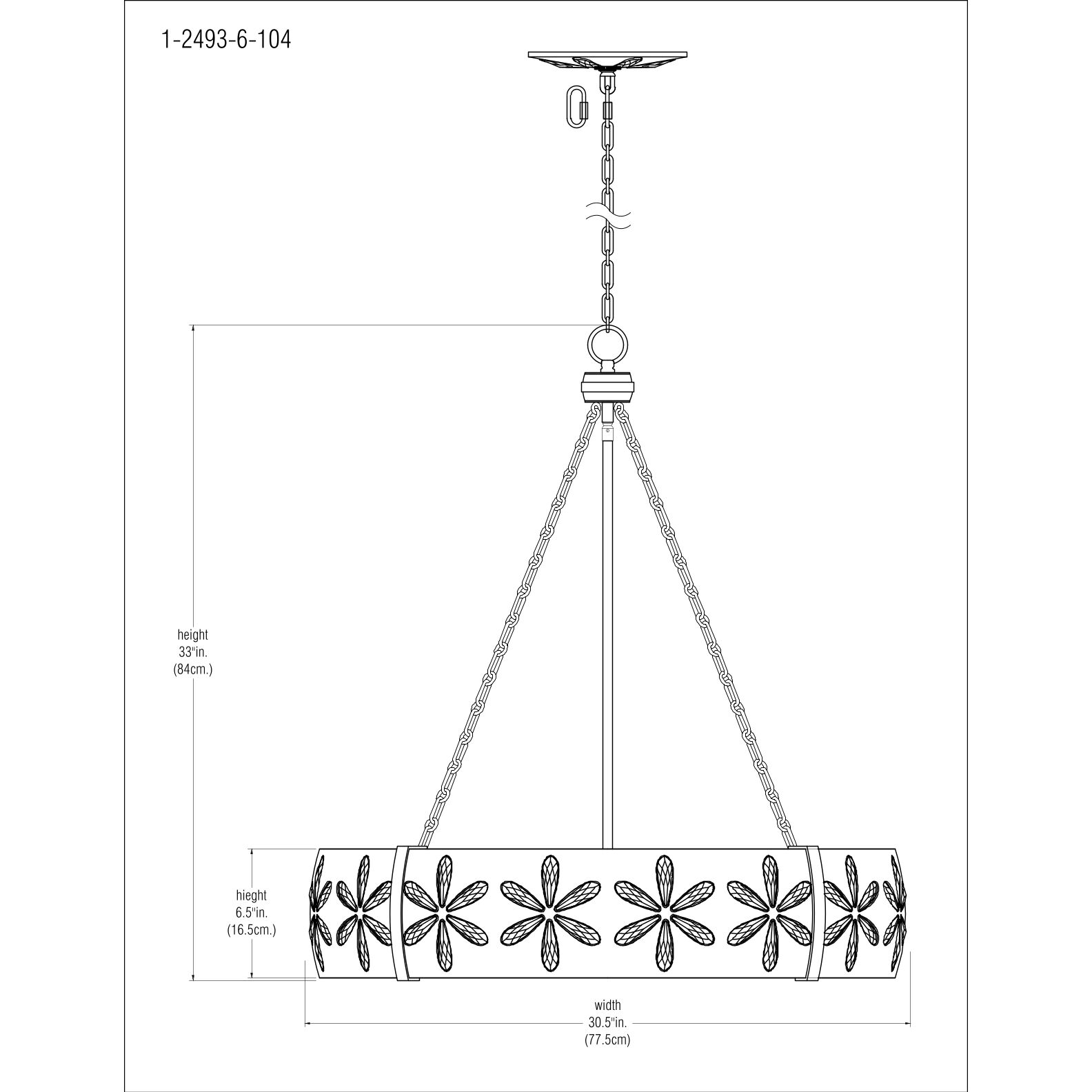 Venice 6 Light 30 inch Metropolis Black and Gold Chandelier Ceiling Light