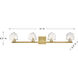 Castello LED 35 inch Warm Brass Bathroom Vanity Light Wall Light