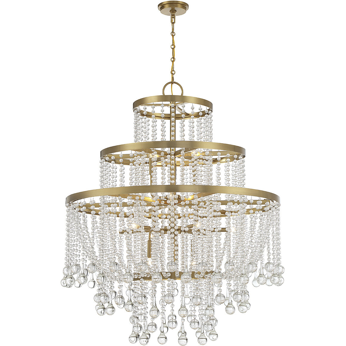 Luna 15 Light 45 inch Warm Brass Chandelier Ceiling Light