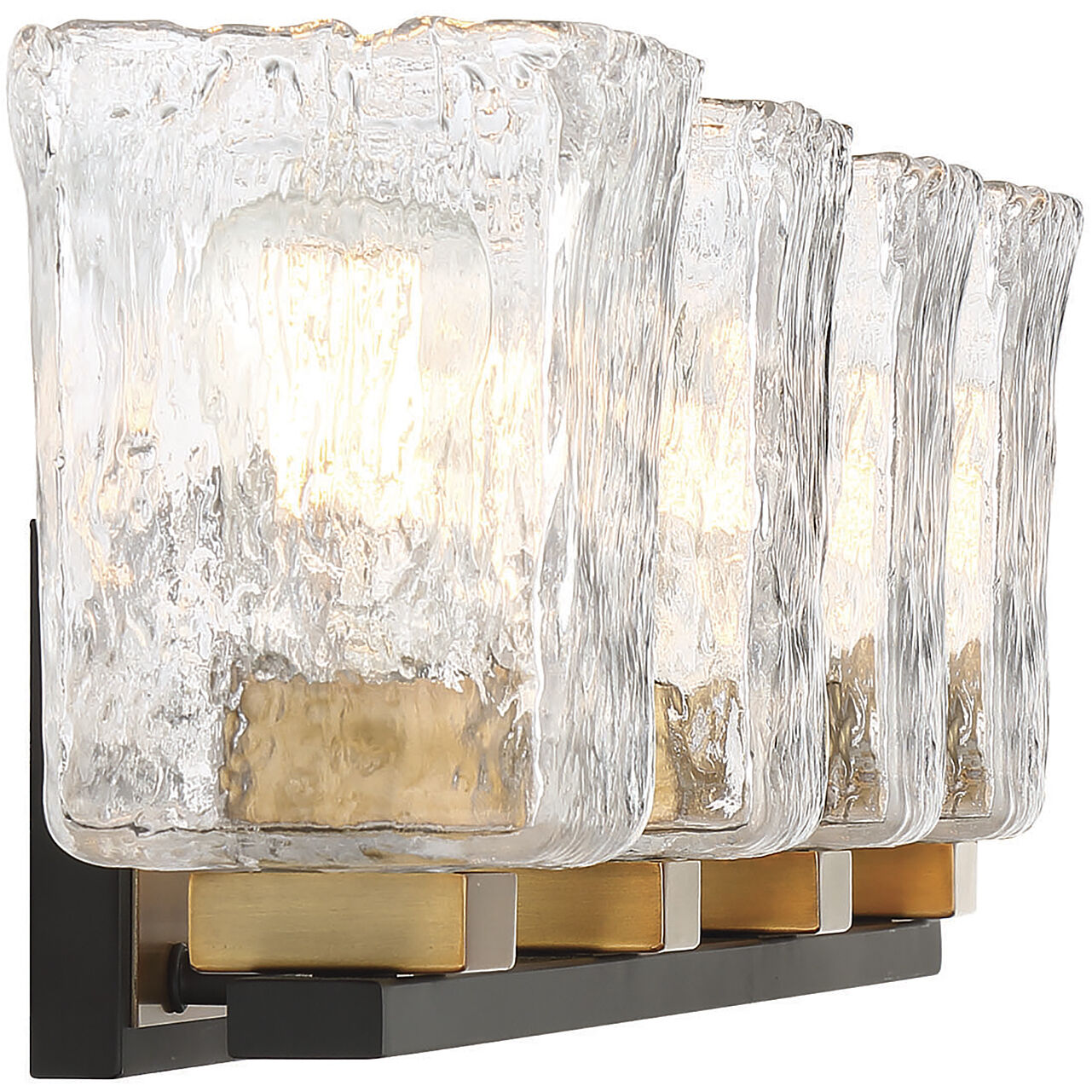 Sidney 4 Light 32 inch Black with Warm Brass Accents Bathroom Vanity Light Wall Light