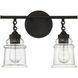Fuller 2 Light 15 inch Matte Black Bathroom Vanity Light Wall Light, Lighting One