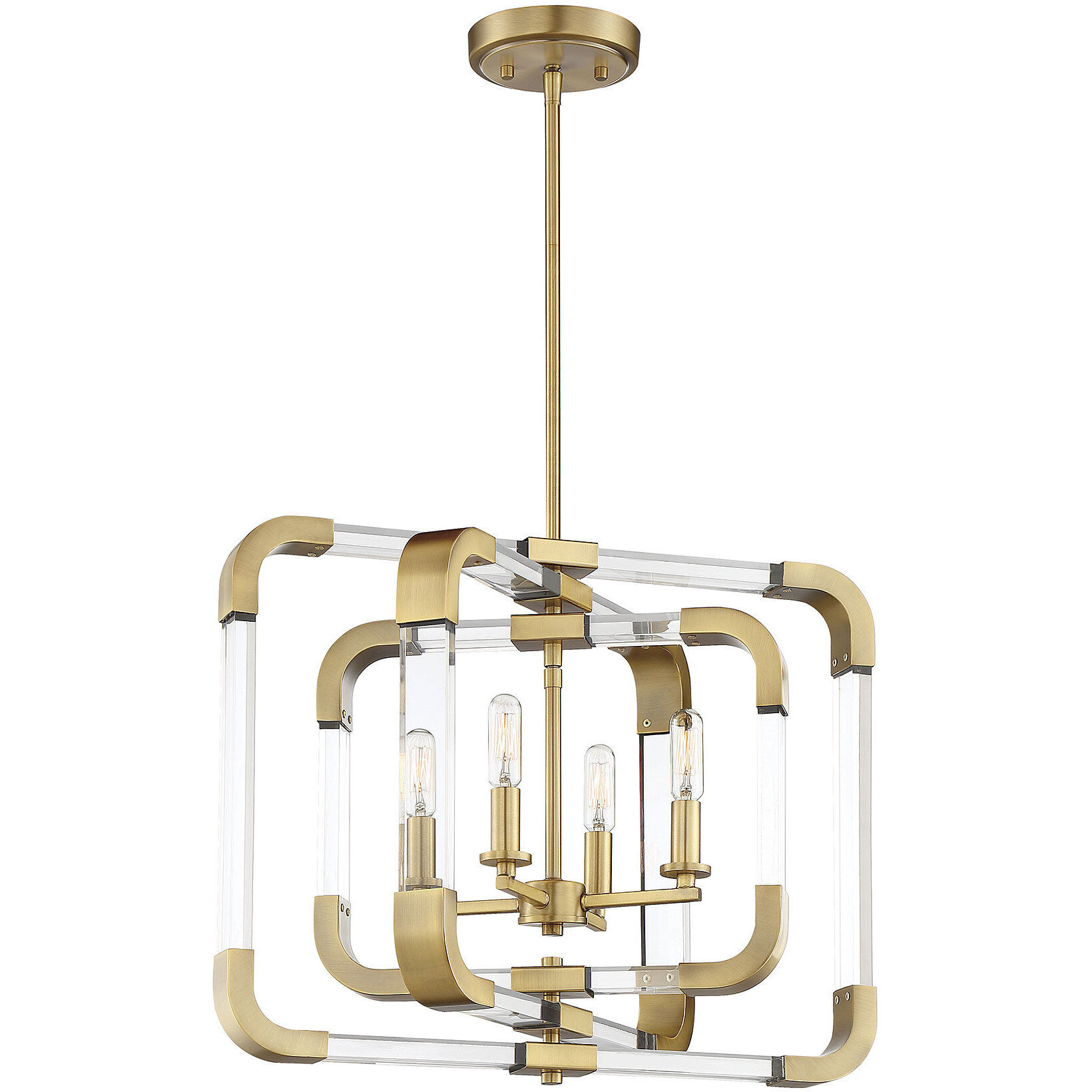 Rotterdam 4 Light 20 inch Warm Brass Convertible Semi-Flush or Pendant Ceiling Light, Essentials