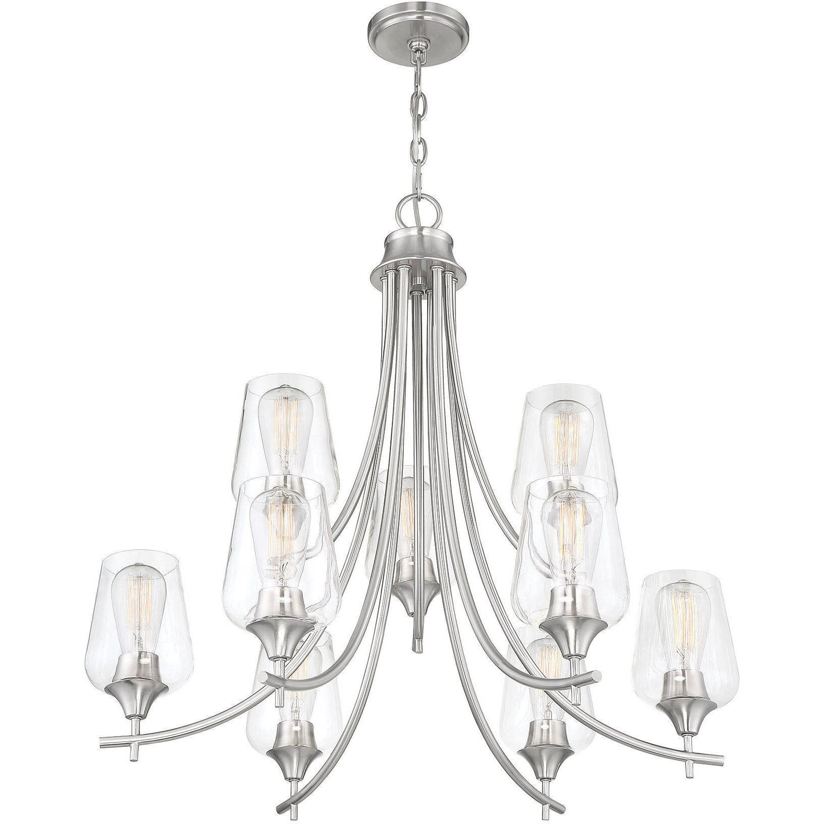 Octave 9 Light 30 inch Satin Nickel Chandelier Ceiling Light, Essentials
