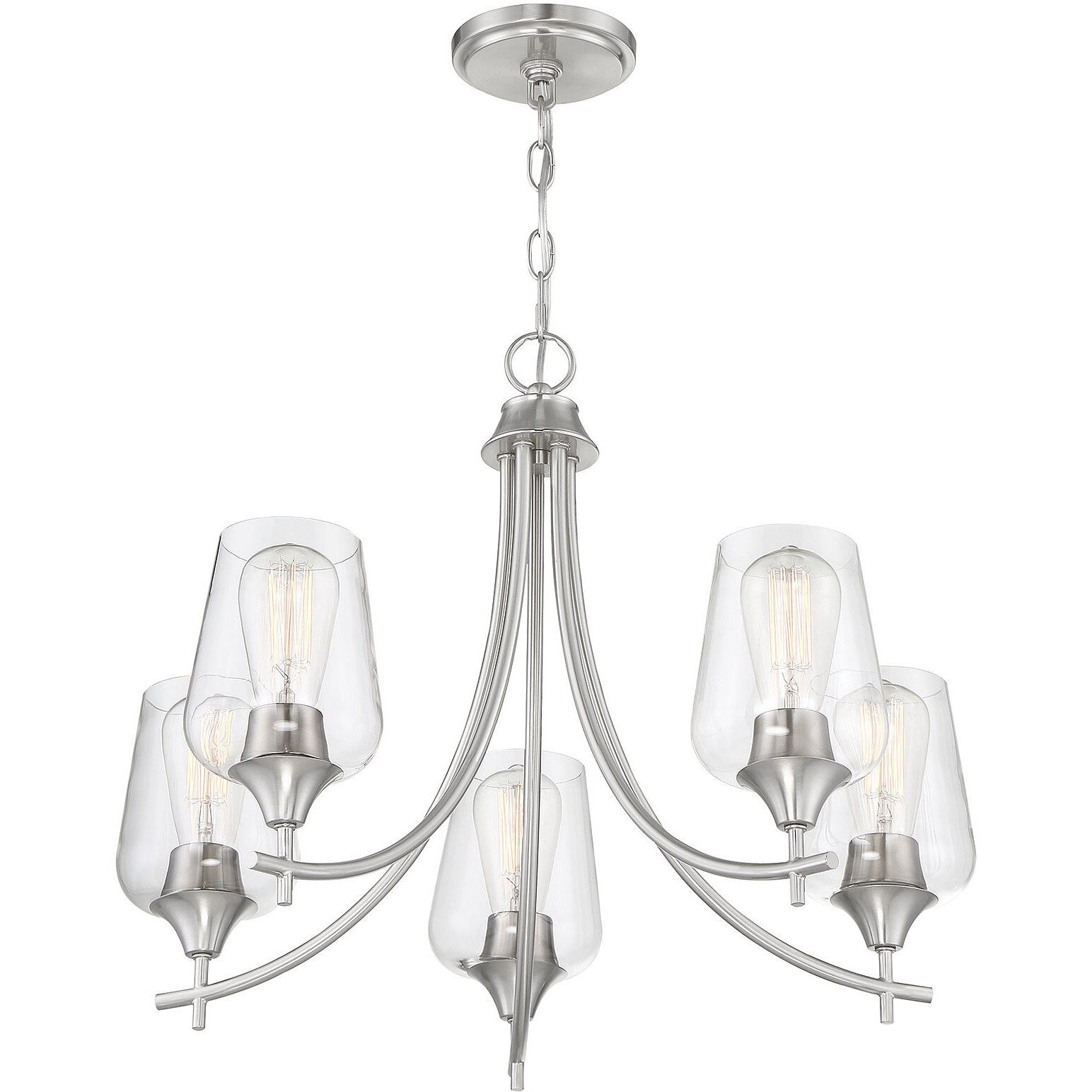 Octave 5 Light 23 inch Satin Nickel Chandelier Ceiling Light, Essentials