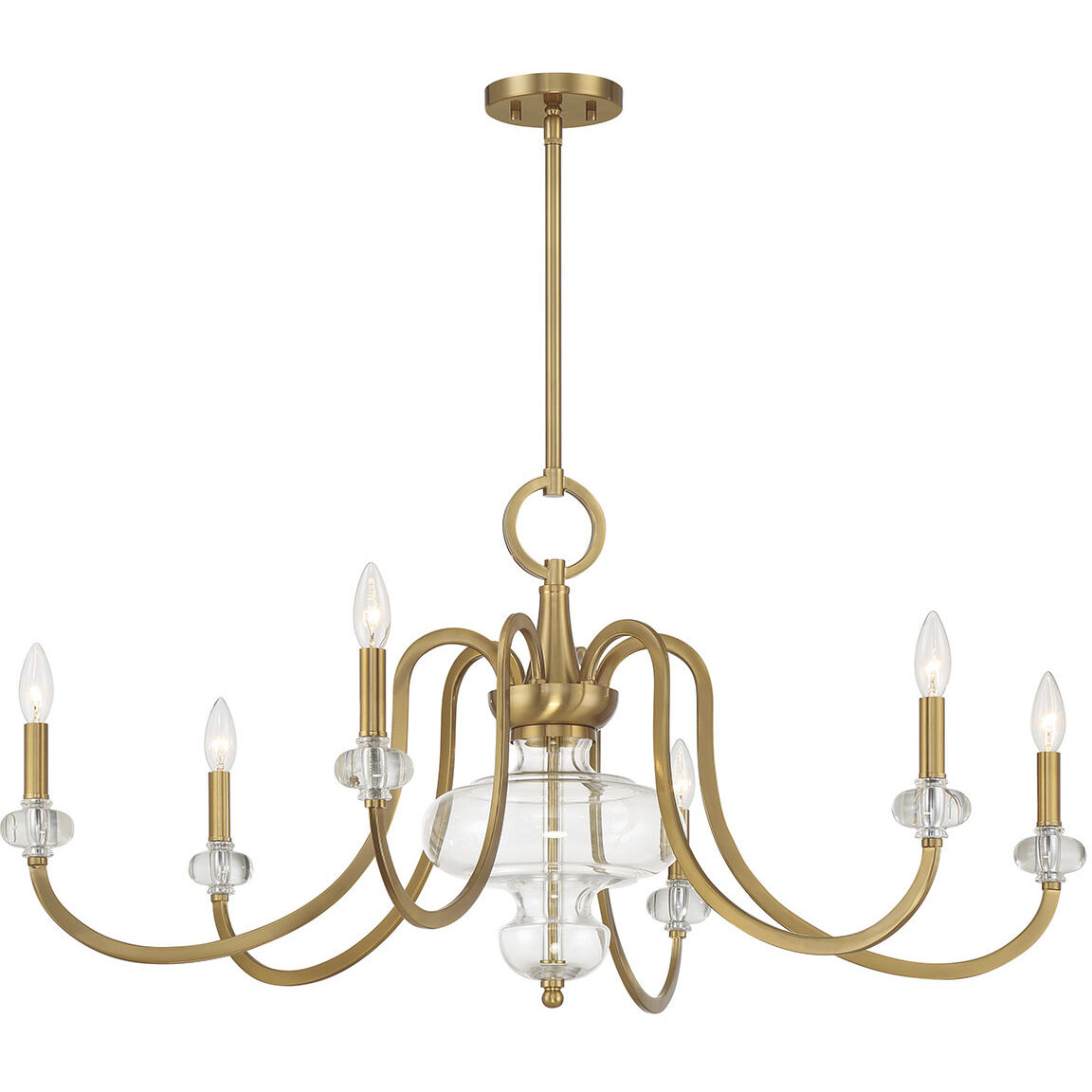 Bergdorf 6 Light 39 inch Warm Brass Chandelier Ceiling Light