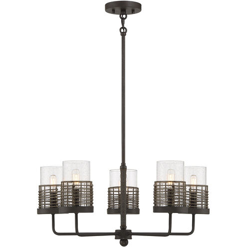 Granada 5 Light 25 inch Gunsmoke with Gray Rattan Chandelier Ceiling Light