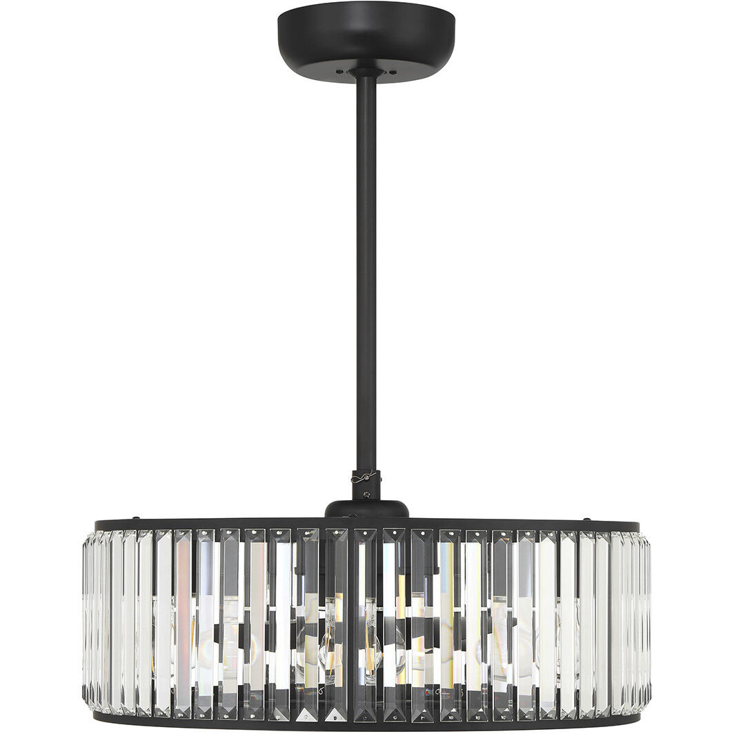 Janus 12 inch Matte Black with Black Blades Fan D'Lier