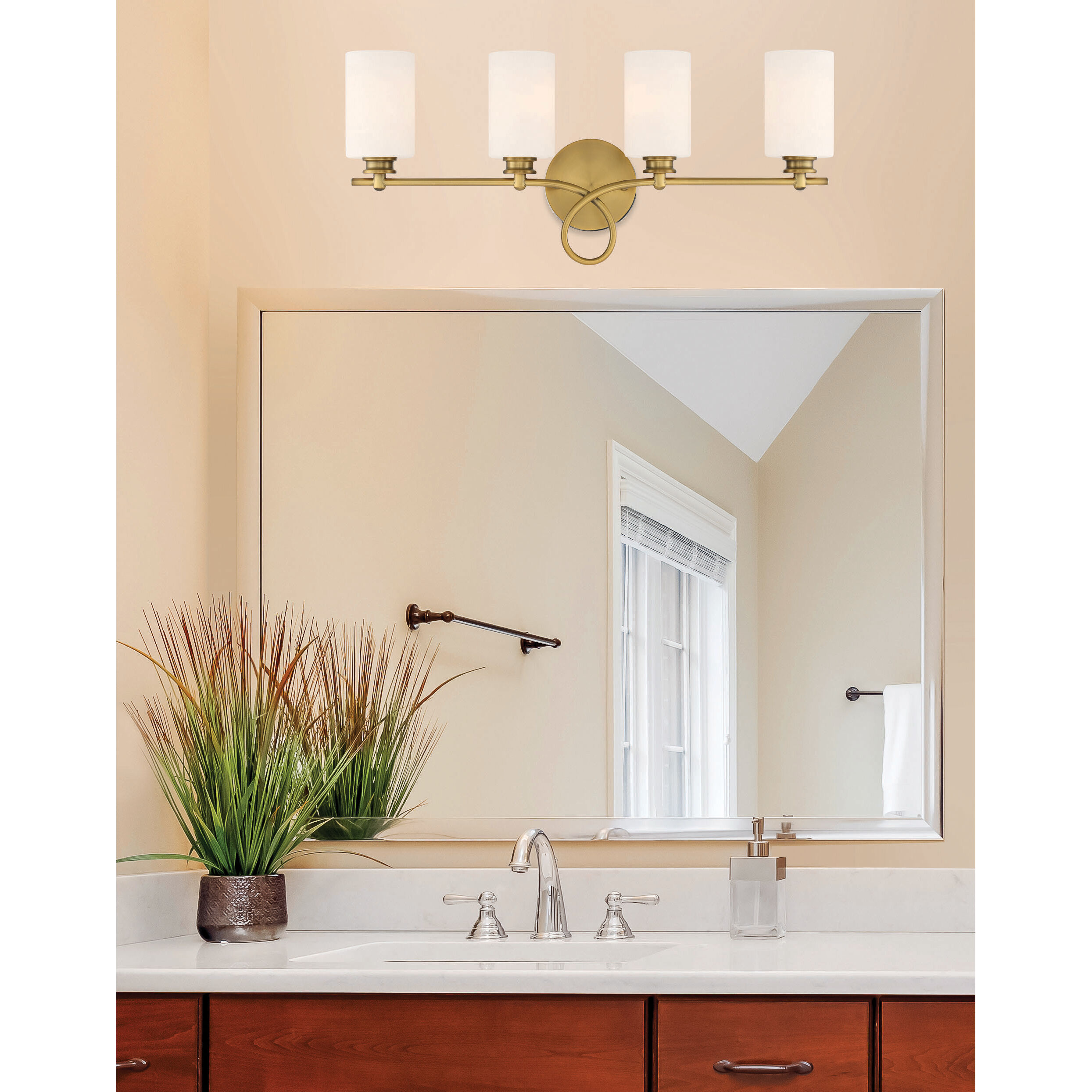 Savoy House 8 530 4 322 Woodbury 4 Light 28 inch Warm Brass Vanity