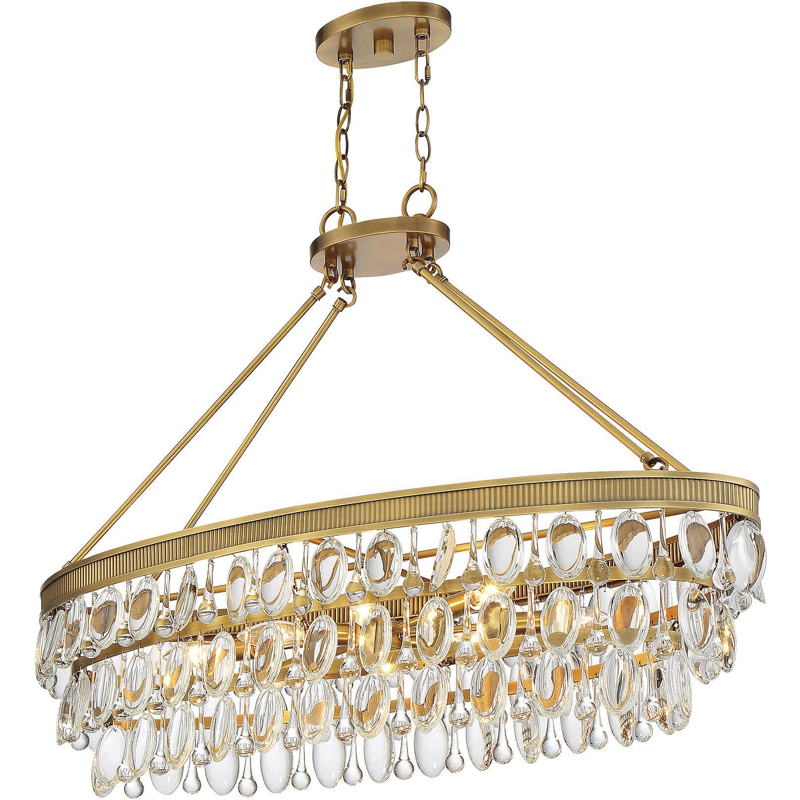 Windham 8 Light 38 inch Warm Brass Linear Chandelier Ceiling Light