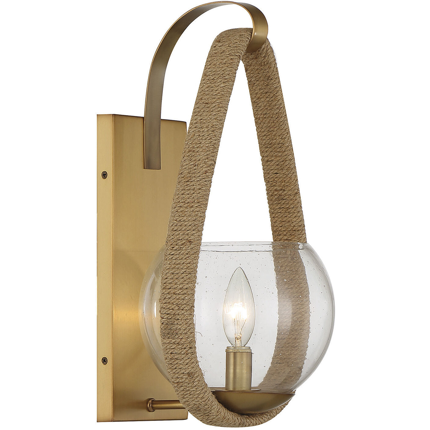 Ashe 1 Light 8.5 inch Warm Brass and Rope Wall Sconce Wall Light
