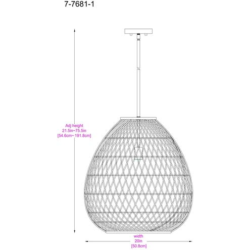 Maya 1 Light 20 inch Bisque White Pendant Ceiling Light