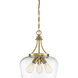 Octave 3 Light 15 inch Warm Brass Pendant Ceiling Light, Essentials