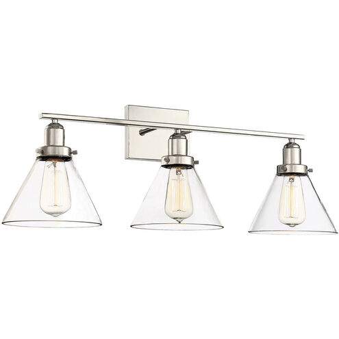 Drake 3 Light 28.5 inch Polished Nickel Bathroom Vanity Light Wall Light, Essentials