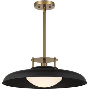 Gavin 1 Light 20 inch Black with Warm Brass Accents Pendant Ceiling Light in Matte Black with Warm Brass