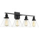 Drake 4 Light 38 inch Black Bathroom Vanity Light Wall Light, Essentials
