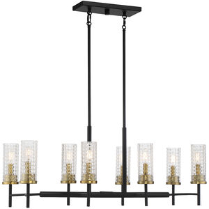 Marcello 8 Light 38 inch Black with Warm Brass Accents Linear Chandelier Ceiling Light