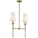 Trundle 2 Light 20 inch Warm Brass Linear Chandelier Ceiling Light, Lighting One