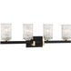 Keene 4 Light 31 inch Matte Black with Warm Brass Accents Bathroom Vanity Light Wall Light, Lighting One