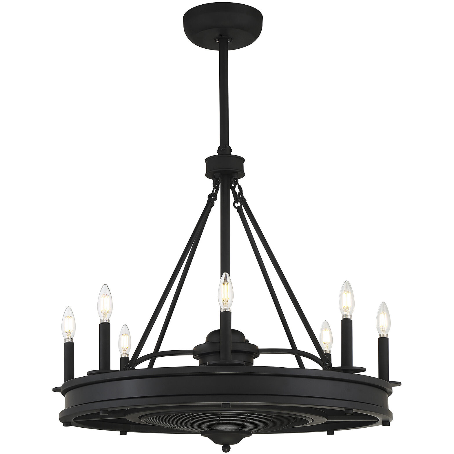 Lyon 14 inch Matte Black with Black Blades Fan D'Lier