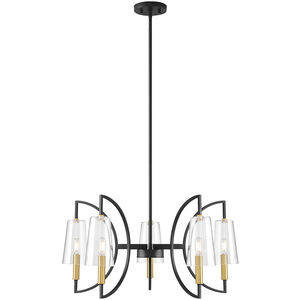 Hanley 5 Light 28 inch Matte Black and Warm Brass Chandelier Ceiling Light