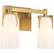 Caldwell 2 Light 14.75 inch Warm Brass Bathroom Vanity Light Wall Light