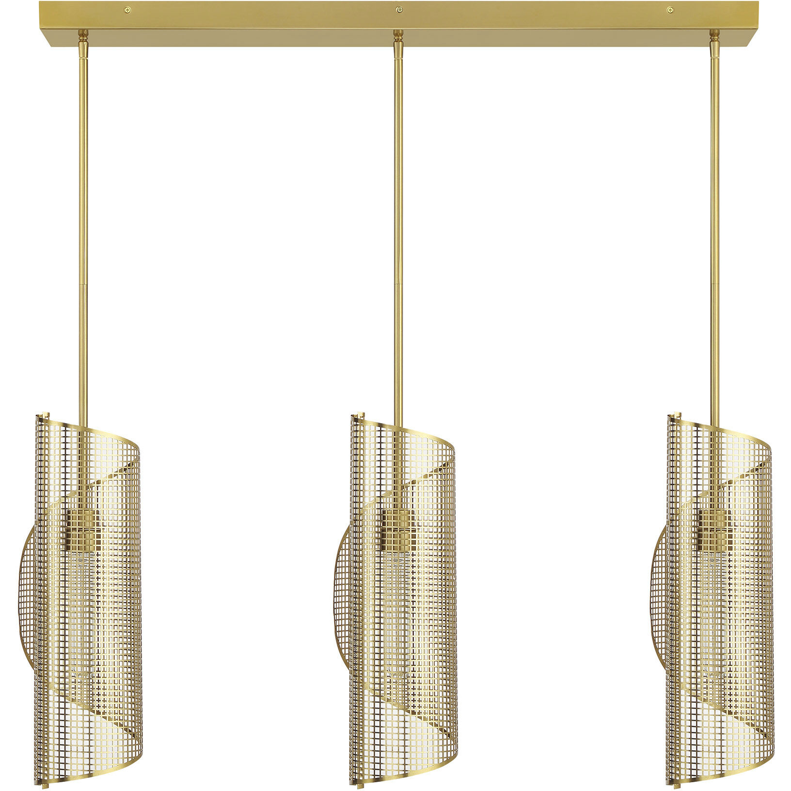 Hillbourne Linear Chandelier Ceiling Light in Warm Brass