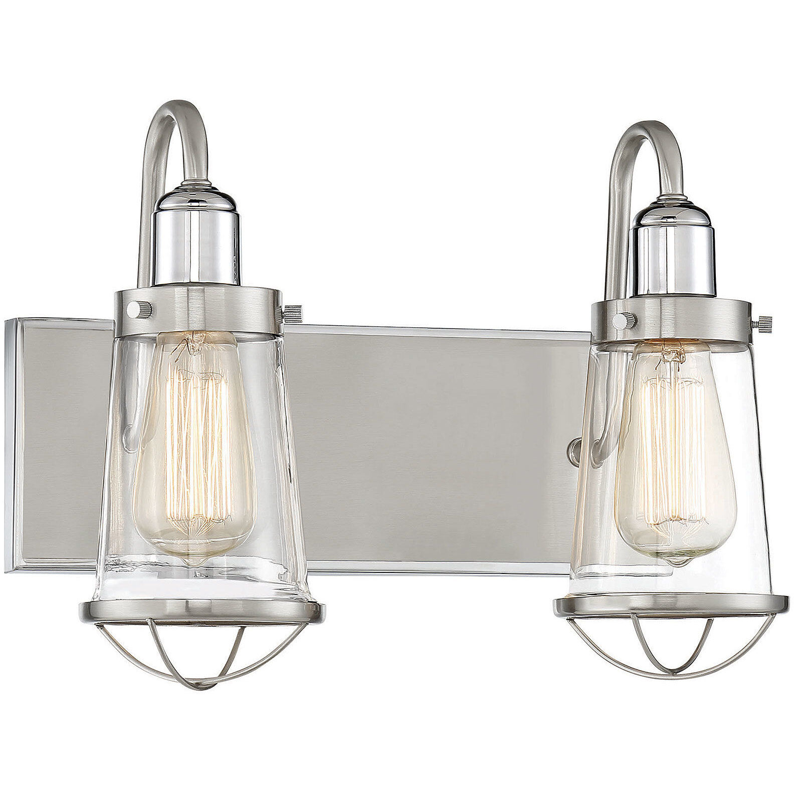 Lansing 2 Light 13.5 inch Satin Nickel with Polished Nickel Accents Bathroom Vanity Light Wall Light