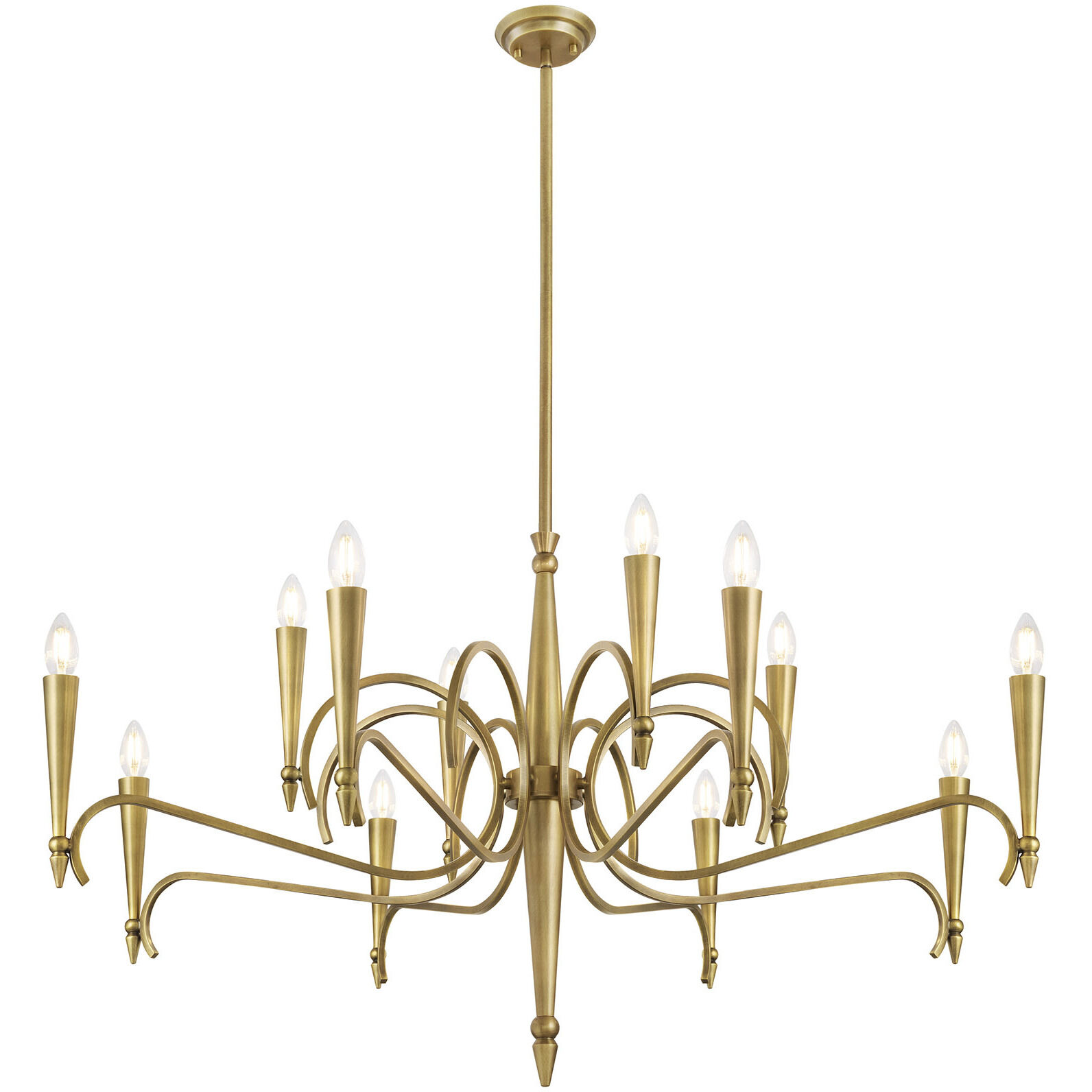 Tremont 12 Light 44 inch Riviera Brass Chandelier Ceiling Light