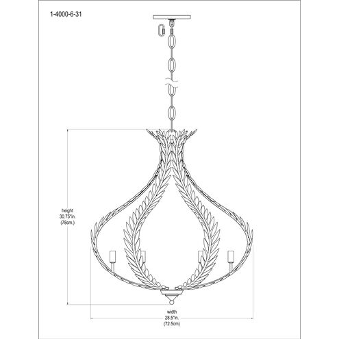 Atlas 6 Light 28.5 inch Grecian Gold Chandelier Ceiling Light