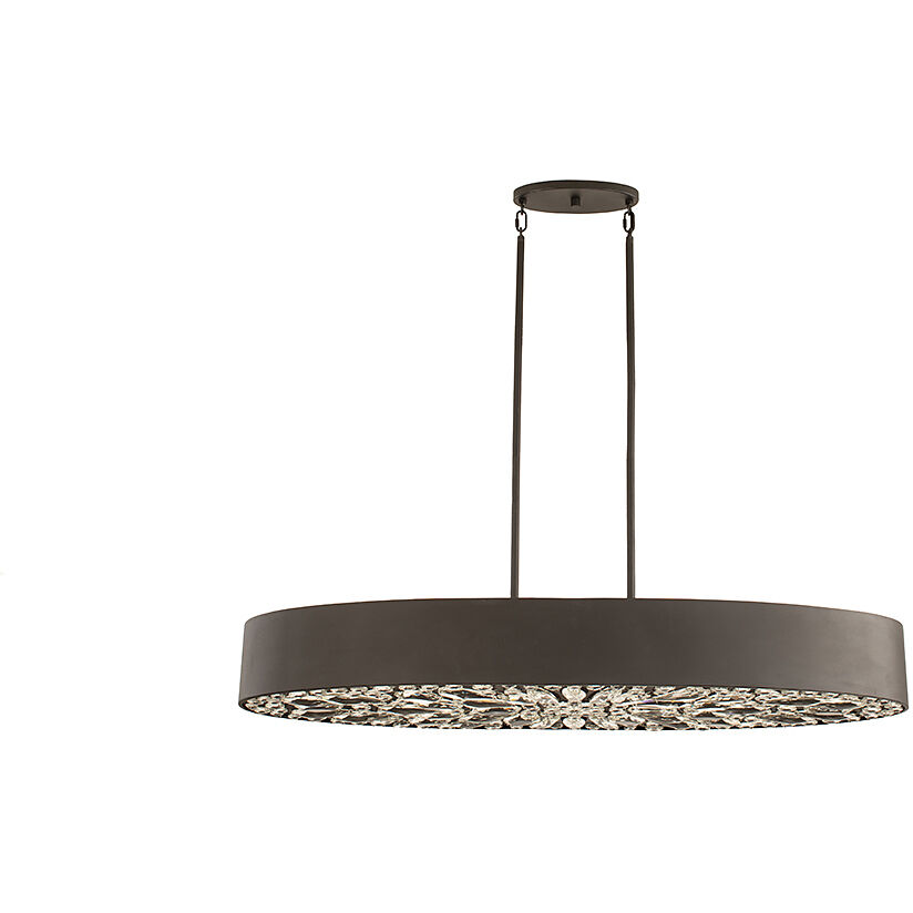 Azores 6 Light 48 inch Black Cashmere Linear Chandelier Ceiling Light