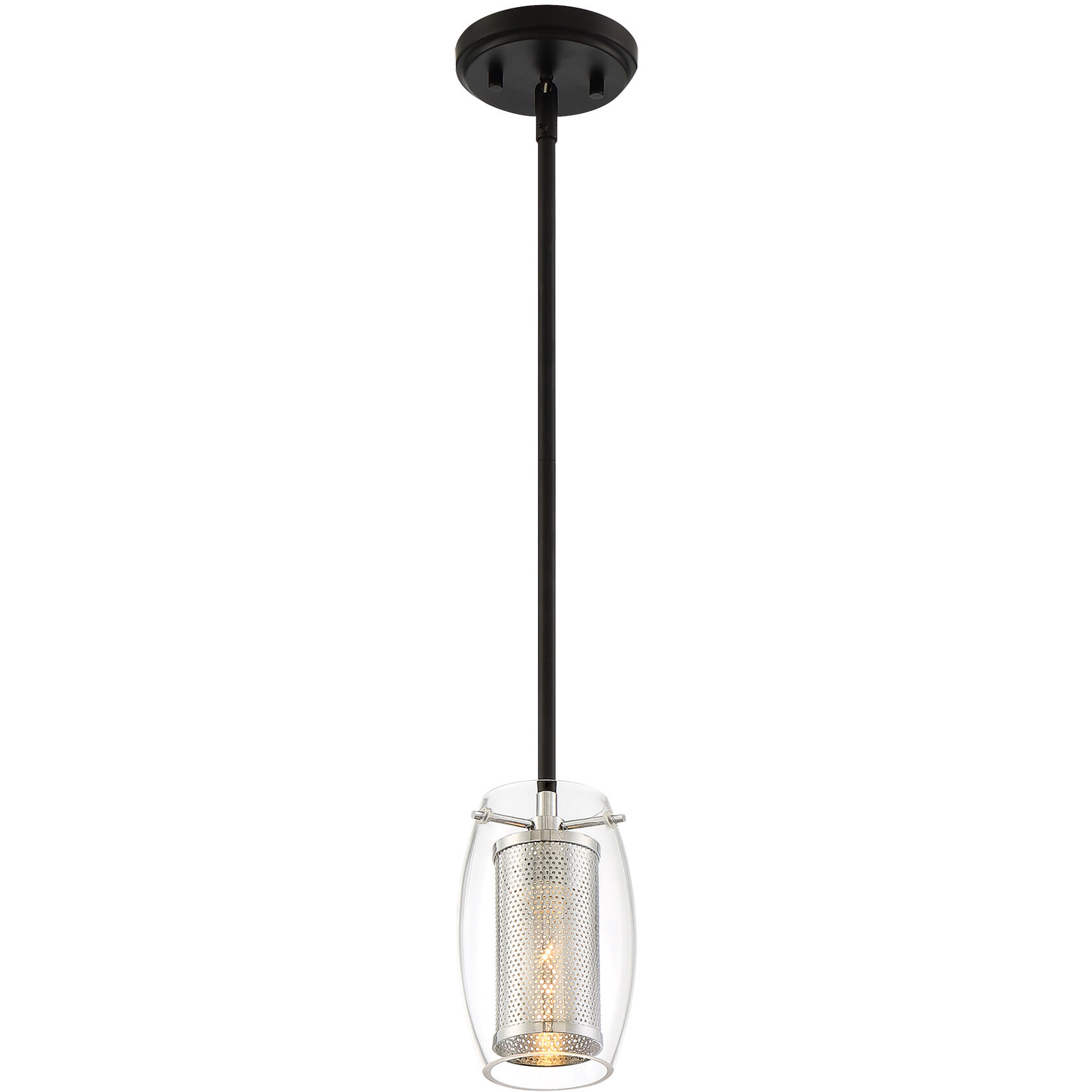 Dunbar 1 Light 4.75 inch Matte Black with Polished Chrome Accents Mini-Pendant Ceiling Light, Essentials