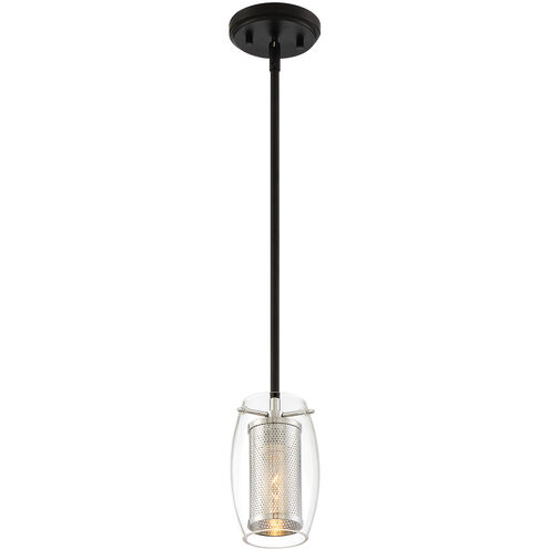 Dunbar 1 Light 4.75 inch Matte Black with Polished Chrome Accents Mini-Pendant Ceiling Light, Essentials