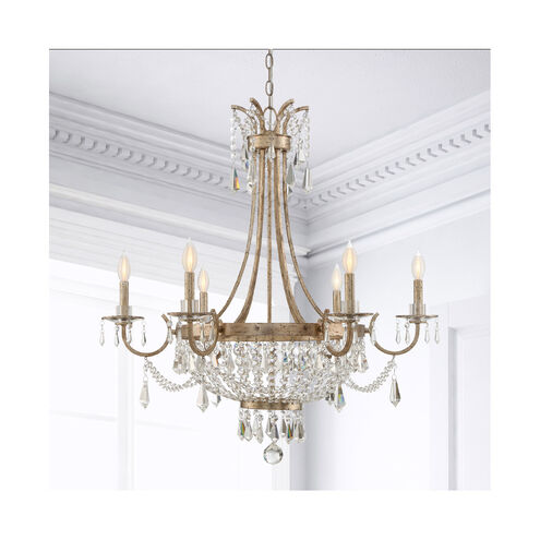 Claiborne 6 Light 33 inch Distressed Gold Chandelier Ceiling Light
