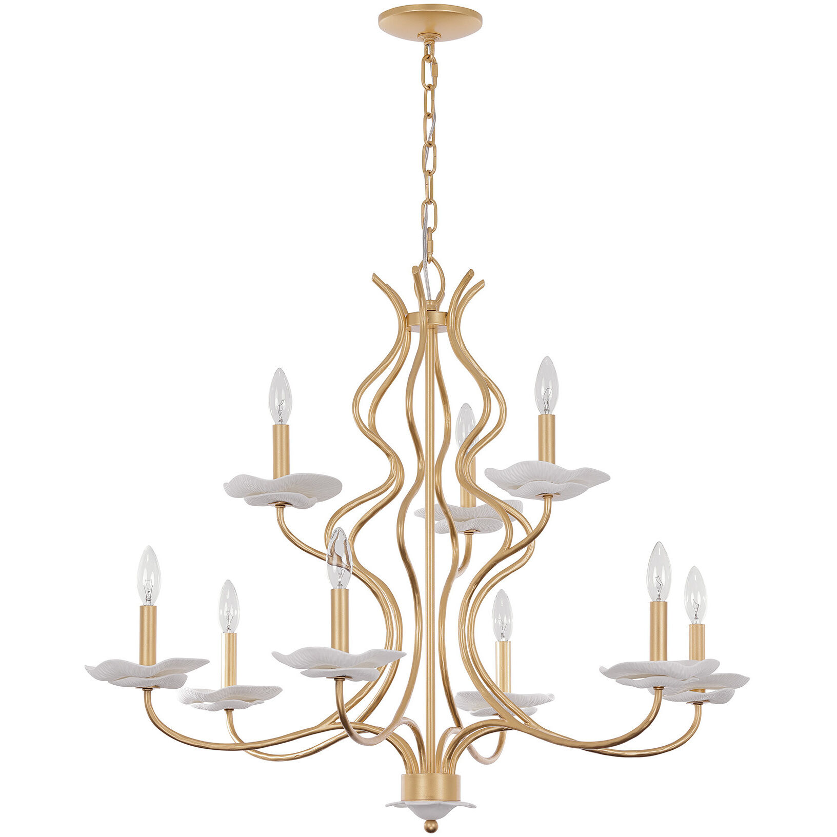 Lilly 9 Light 36 inch Royal Gold Chandelier Ceiling Light