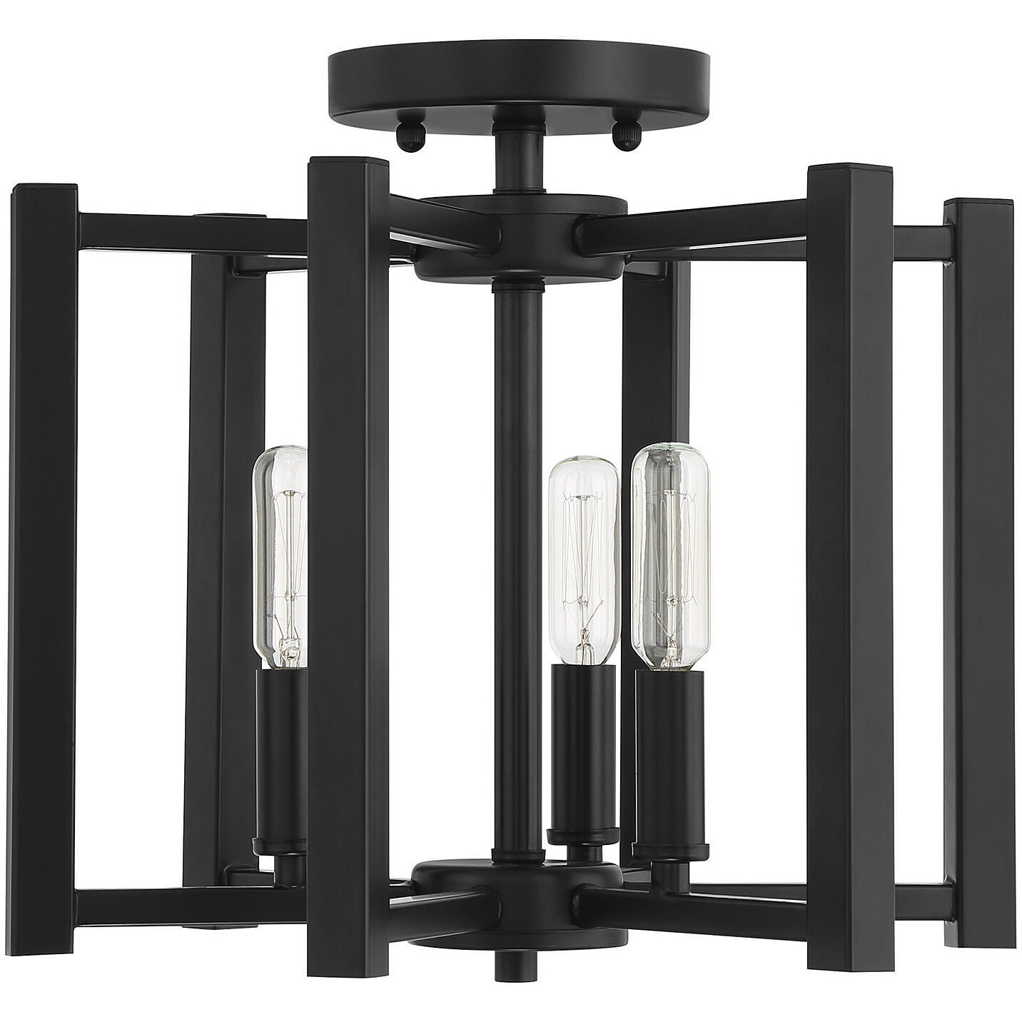 Benson 3 Light 13 inch Matte Black Semi-Flush Ceiling Light, Essentials